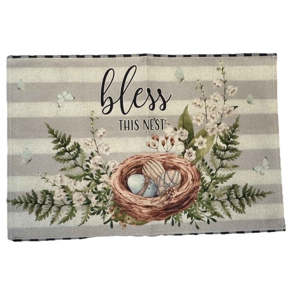 Easter Placemats Set of 6 Farmhouse Bunny Spring Table Decor Gingham Floral - Picture 7 of 8